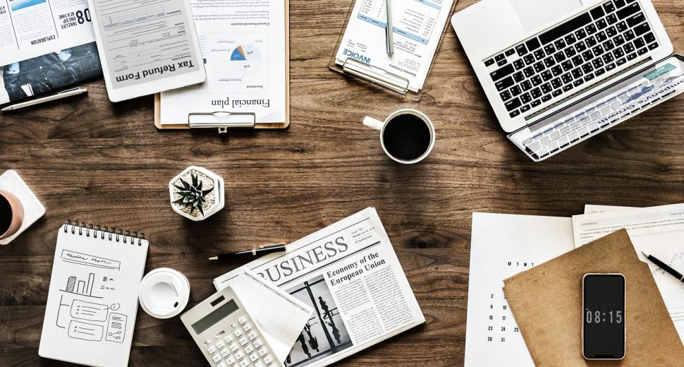 Desk Business Flat Lay