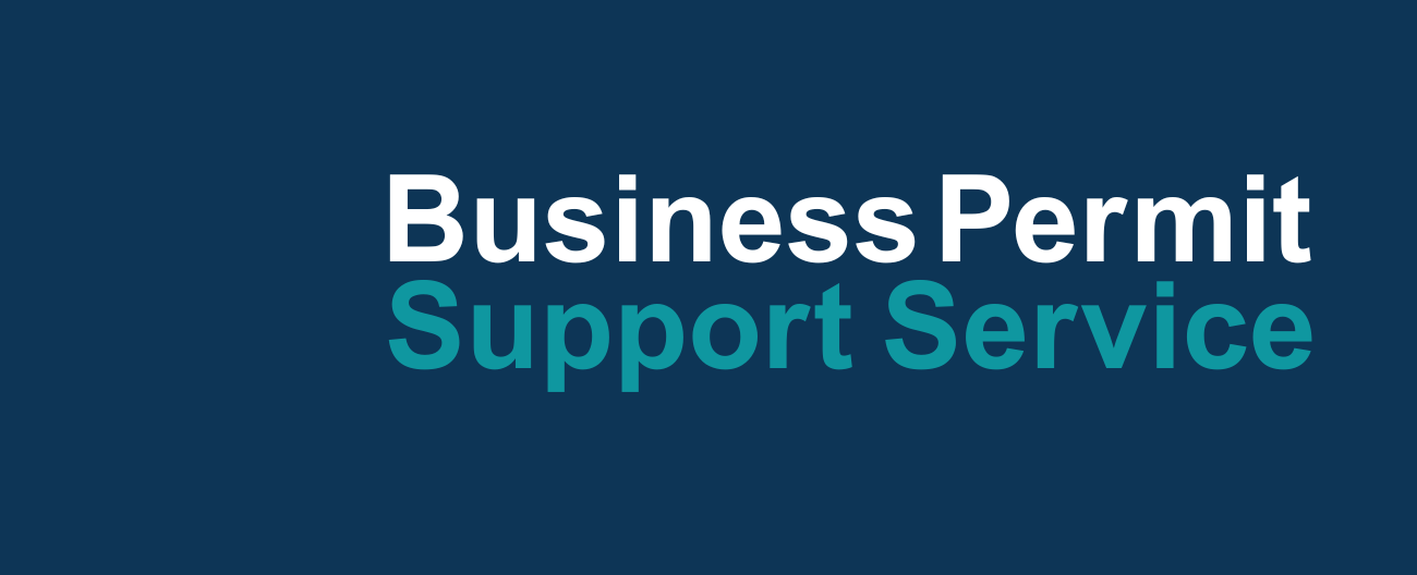 Business Permit Support Service - Blue background - banner justified
